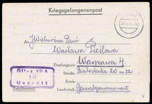 1943, Generalgouvernement, Brief