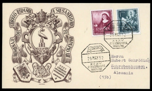 1952, Spanien, 1008-09, Brief