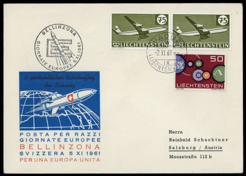 1961, Liechtenstein, 394 (2), 414, Brief