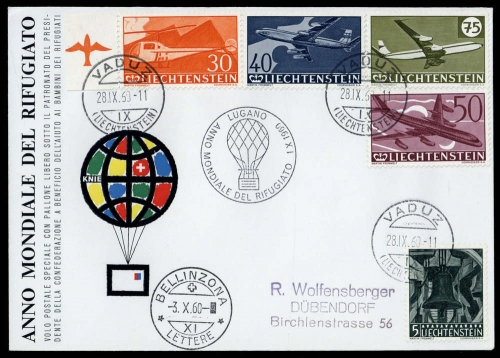 1960, Liechtenstein, 391-94, 386, Brief