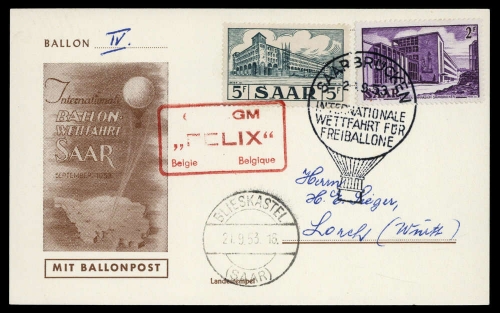 1953, Saar, 320 u. 322, Brief