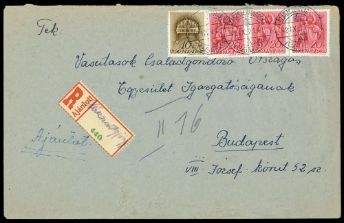 1942, Ungarn, 670 u. 672 (3), Brief
