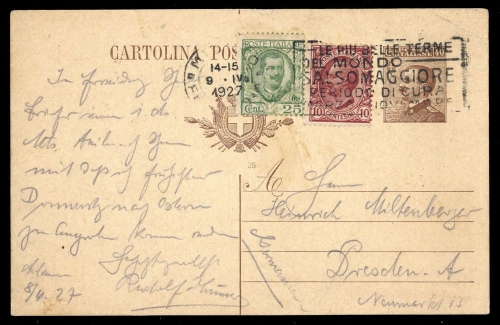 1927, Italien, P66 A I , 89 u.240, Brief