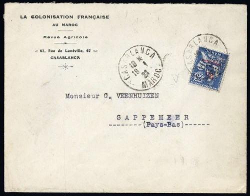 1921, Französische Post in Marokko, 32a, Brief