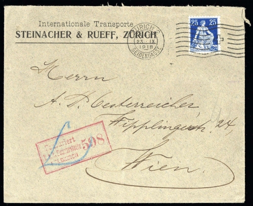 1918, Schweiz, 103, Brief