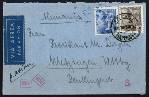 1940, Spanien, 835 u. 837, Brief