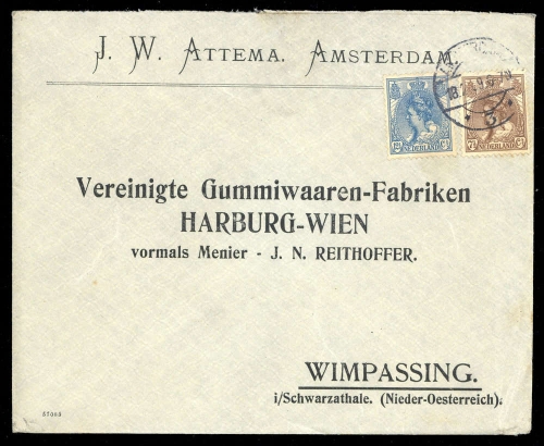 1909, Niederlande, 55 u. 57, Brief