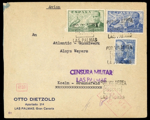 1940, Spanien, 825-26 u. 835, Brief