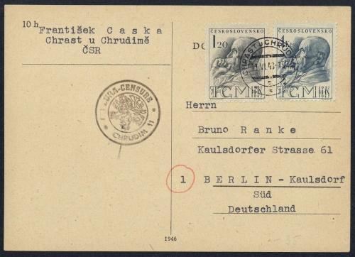 1948, Tschechoslowakei, 523-24, Brief