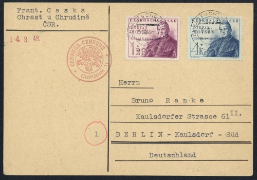 1948, Tschechoslowakei, 525-26 u. 490-91, Brief