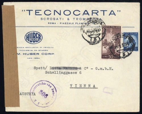 1950, Italien, 694 u. 703, Brief