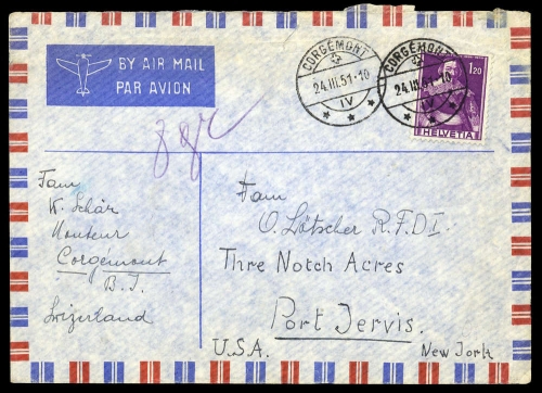 1951, Schweiz, 383, Brief