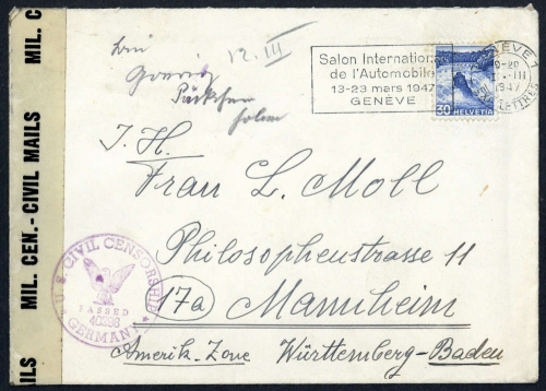 1947, Schweiz, 303, Brief