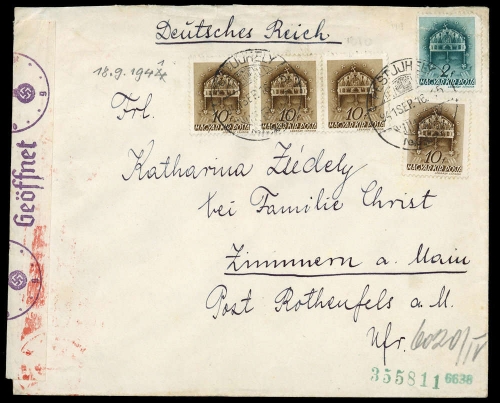 1944, Ungarn, 599 u. 670 (4), Brief