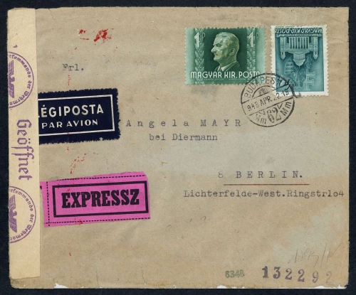 1943, Ungarn, 657 u. 718, Brief
