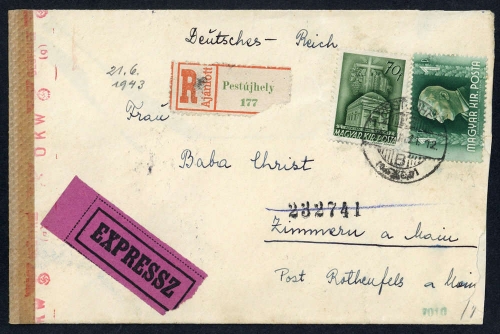 1943, Ungarn, 657 u. 720, Brief