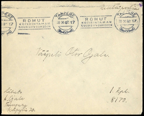 1942, Finnland, Brief
