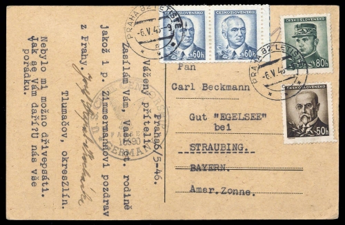 1946, Tschechoslowakei, 461, 462 (2) u. 463, Brief