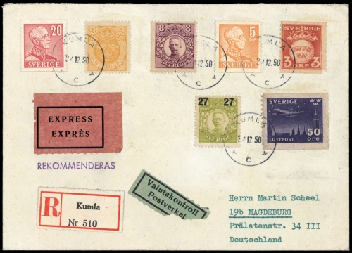 1950, Schweden, 214 u.a., Brief