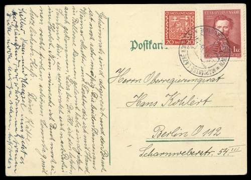 1938, Tschechoslowakei, 279 u. 396, Brief