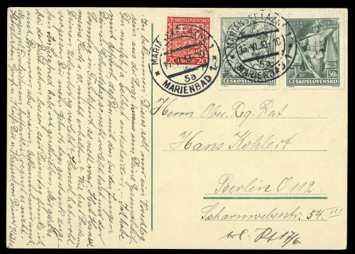 1938, Tschechoslowakei, 279, 393 u.394, Brief