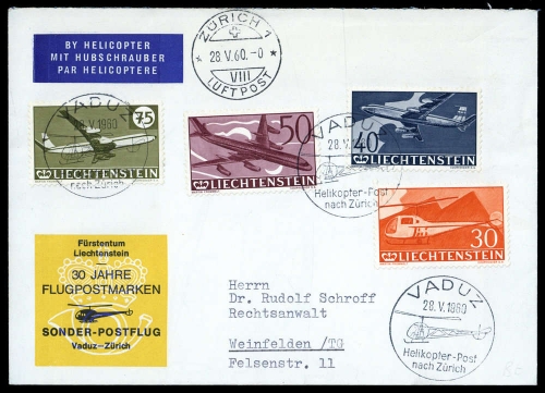1960, Liechtenstein, 391-94, Brief