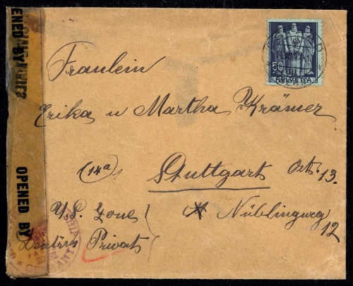 1947, Schweiz, 377, Brief