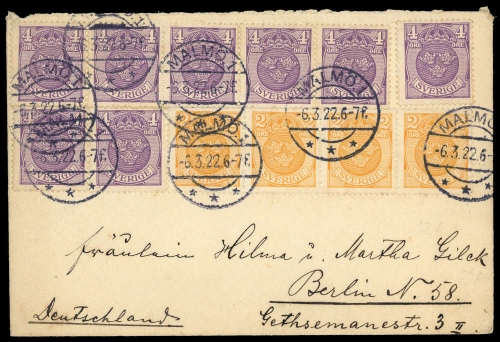 1922, Schweden, 65 (2), 67 (8), Brief
