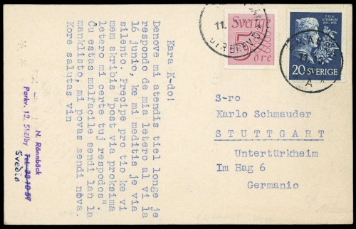 1955, Schweden, 411 u.a., Brief