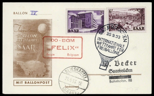 1953, Saar, 320 u.324, Brief