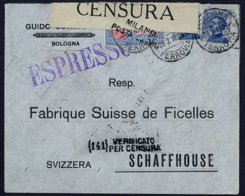 1917, Italien, 90 u.93, Brief