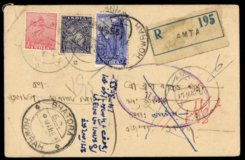 1953, Indien, 191, 195 u.217, Brief