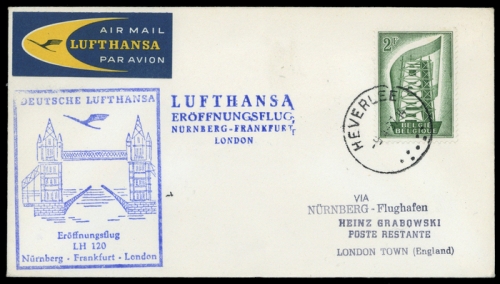 1957, Luftfahrt,Flugpost,Lufthansa, Brief