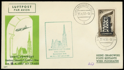 1957, Luftfahrt,Flugpost,Lufthansa, Brief