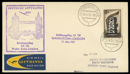 1957, Luftfahrt,Flugpost,Lufthansa, Brief