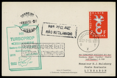 1959, Luftfahrt,Flugpost,Lufthansa, Brief