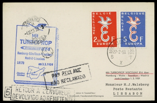 1959, Luftfahrt,Flugpost,Lufthansa, Brief