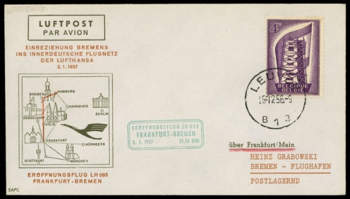 1957, Luftfahrt,Flugpost,Lufthansa, Brief