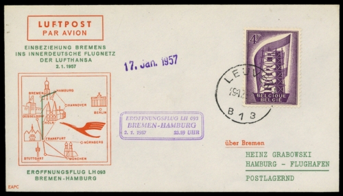 1957, Luftfahrt,Flugpost,Lufthansa, Brief
