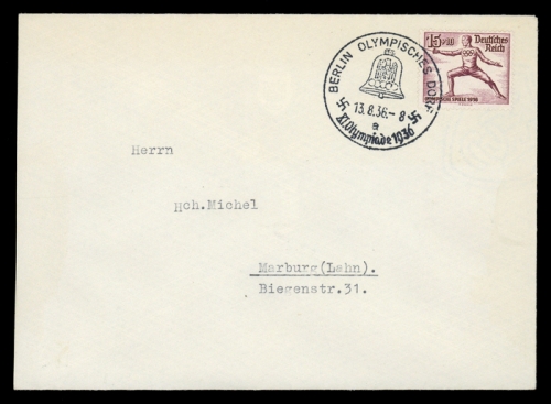 Sport u. Spiel,Olympia Berlin 1936,Sonderstempel, Brief