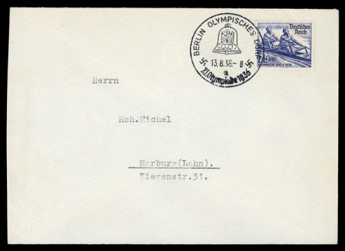 Sport u. Spiel,Olympia Berlin 1936,Sonderstempel, Brief