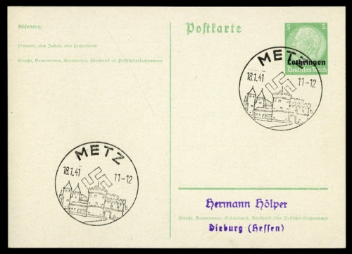 Deutsche Besetzung II. WK Lothringen, Brief