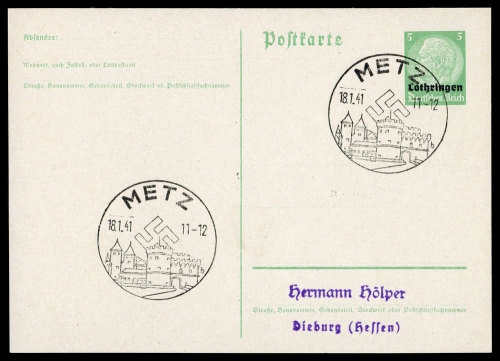 Deutsche Besetzung II. WK Lothringen, Brief