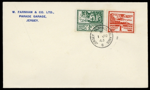1943, Deutsche Besetzung II. WK Jersey, 3-4 y, FDC