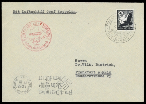 1938, Zeppelin,Zeppelinpost LZ 130,Sudetenlandfahrten, Si 456, ...