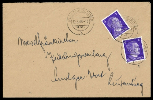 1943, Deutsche Besetzung II. WK Luxemburg, DR, Brief
