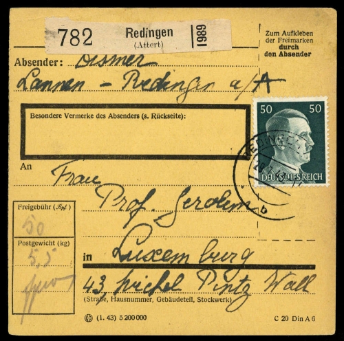 1943, Deutsche Besetzung II. WK Luxemburg, Brief