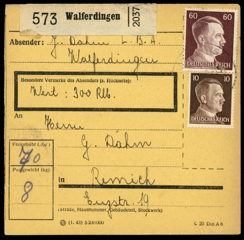 1943, Deutsche Besetzung II. WK Luxemburg, Brief