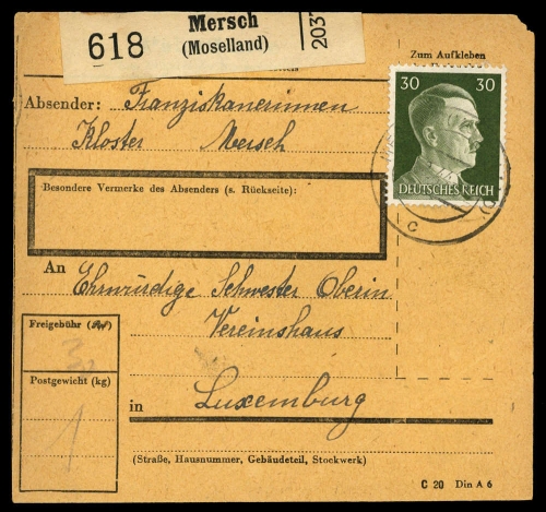 1944, Deutsche Besetzung II. WK Luxemburg, Brief