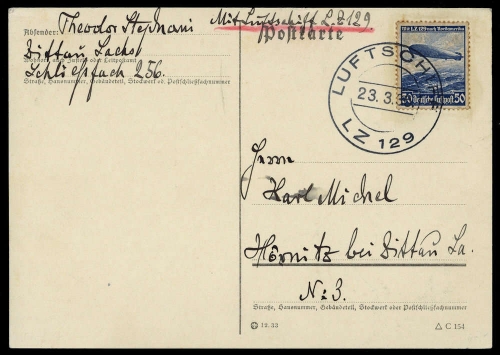 1936, Zeppelin,Zeppelinpost LZ129,Deutschlandfahrten, Si 401 Bb, ...